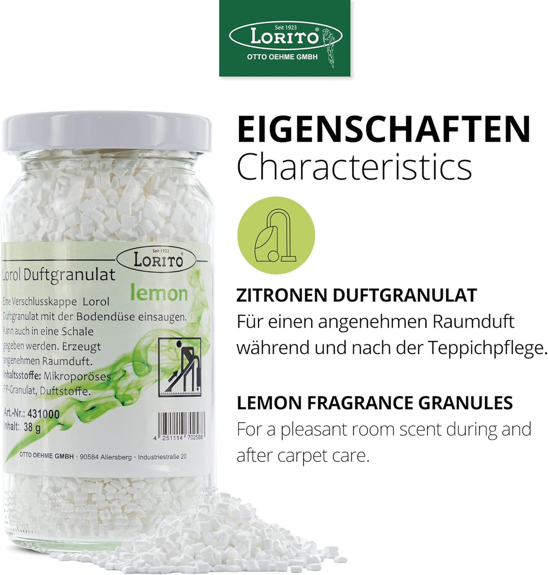 Lorito Lorol Duftgranulat für Staubsauger, Lemon, Staubsaugerduft Duftgranulat Staubsaugerdeo Raumdu