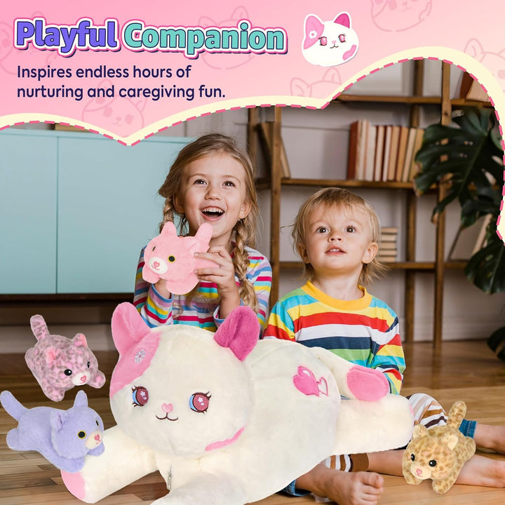 shownicer Plüschtier Katzen Kuscheltier Set 5 Stück Stofftier Kawaii Katze Plüsch Kissen Spielzeug G