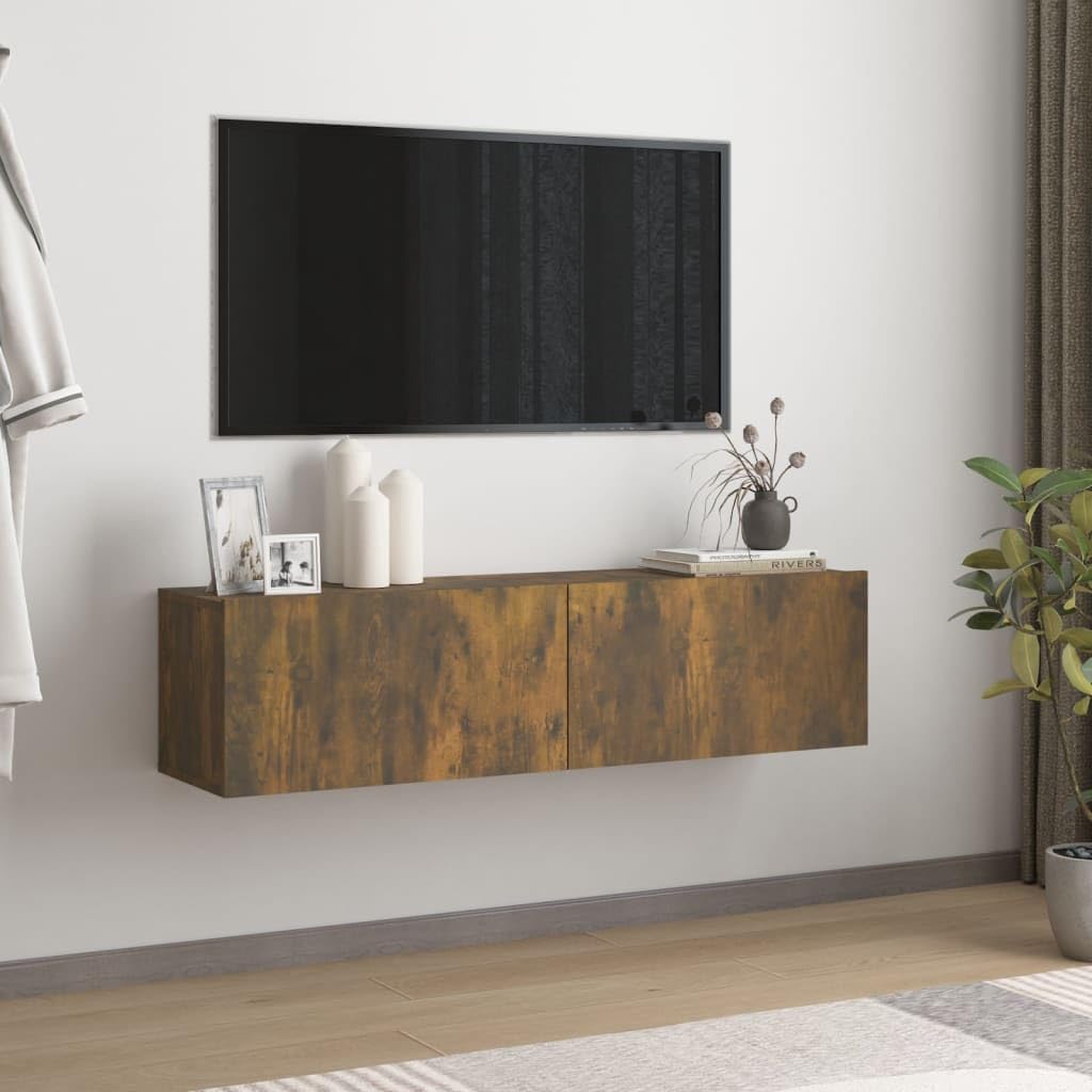 AUVYI TV-Wandschrank Räuchereiche 120x30x30 cm Holzwerkstoff Lowboard Nachttisch Holz Aufbewahrungss