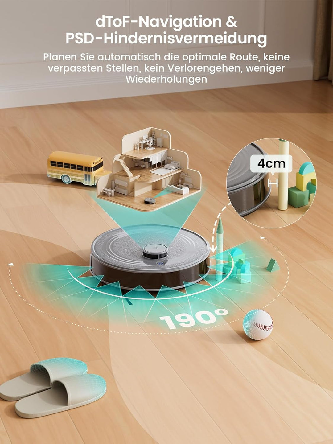 LEFANT M2 Saugroboter mit Wischfunktion, LiDAR Navigation, Roboter mit No-Go-Zonen, 6000Pa Staubsaug
