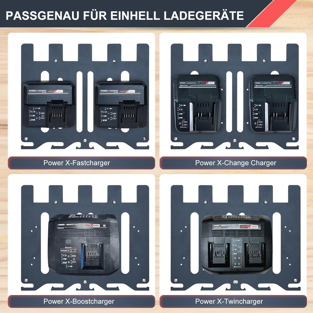TOPOWN 3in1 Pro Wandhalterung für Einhell Ladegeräte und 18V Akku, für Power X-Change Charger, Twinc