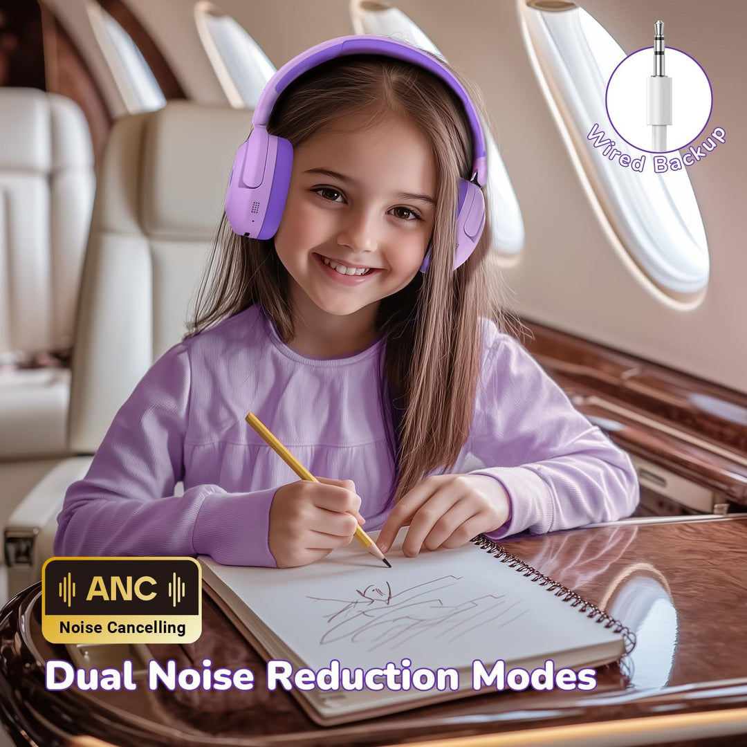 iClever Noise Cancelling Kopfhörer Kinder Bluetooth, 60H Spielzeit, 80dBA Sichere Lautstärke, Bequem