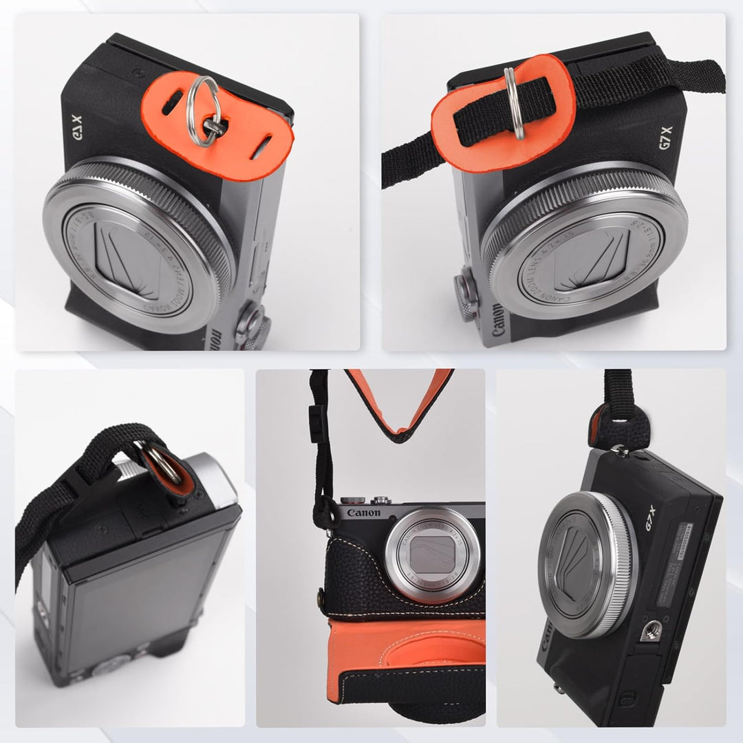 Rieibi G7 X G7X II G7X III Hülle, Vintage Leder Kameratasche für Canon PowerShot G7X G7X Mark II G7X