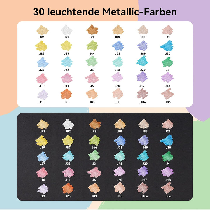 Arrtx Metallic-Acrylfarbstifte, 30 Farben wasserfeste Acrylmarker zum Bemalen von Steinen, Keramik,