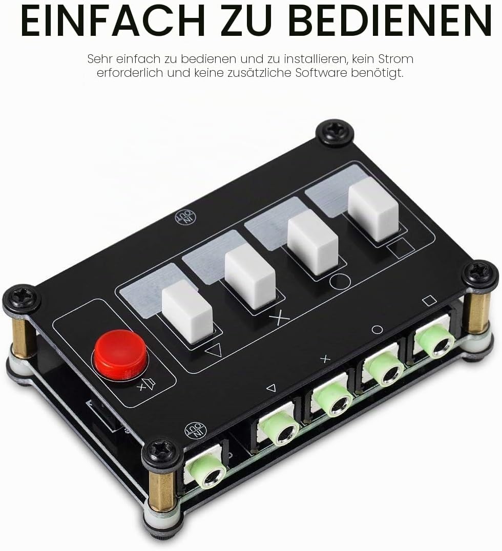 Nobsound Little Bear 4 Wege Audioschalter 3,5-mm Passiv Audio-Umschalter Mini Stereo AUX Audio Wahls