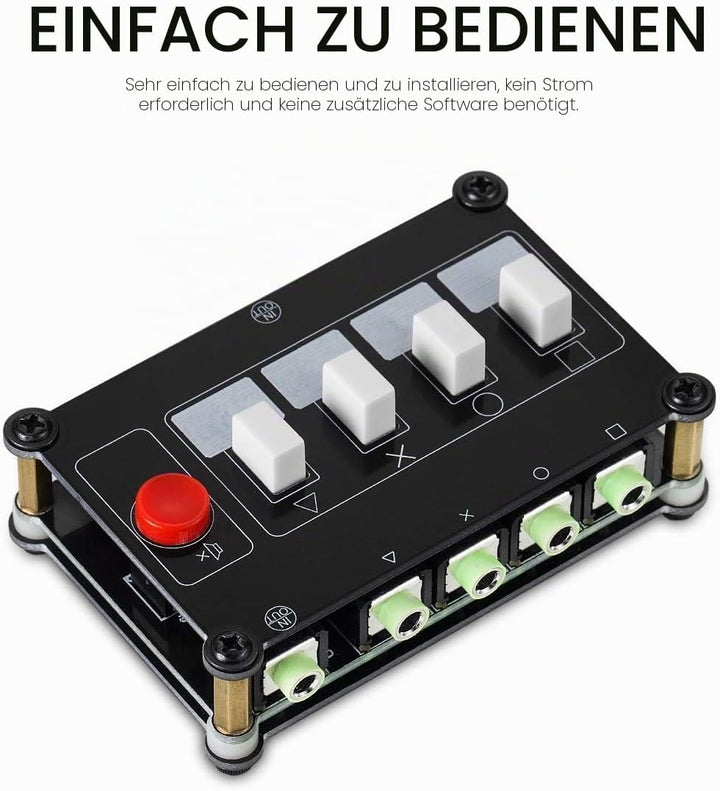 Nobsound Little Bear 4 Wege Audioschalter 3,5-mm Passiv Audio-Umschalter Mini Stereo AUX Audio Wahls