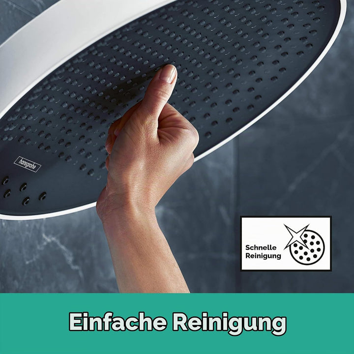 hansgrohe Duschkopf Regendusche Rainfinity (360mm, rund, 3 Strahlarten, Wandmontage) Mattweiss, Matt