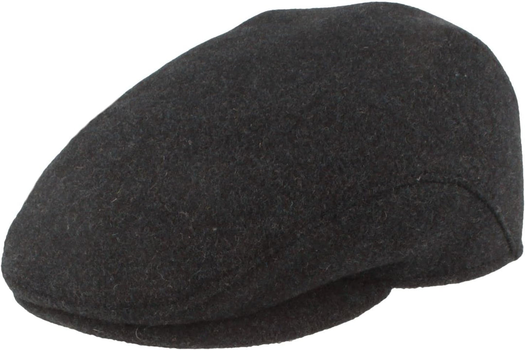 Breiter Herren Winter Schiebermütze mit Ohrenklappen Flatcap Schirmmütze 100% Wolle mit ausklappbare