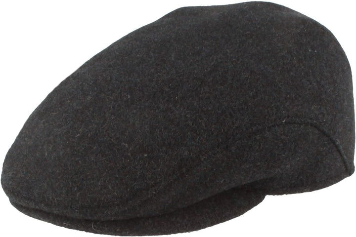 Breiter Herren Winter Schiebermütze mit Ohrenklappen Flatcap Schirmmütze 100% Wolle mit ausklappbare