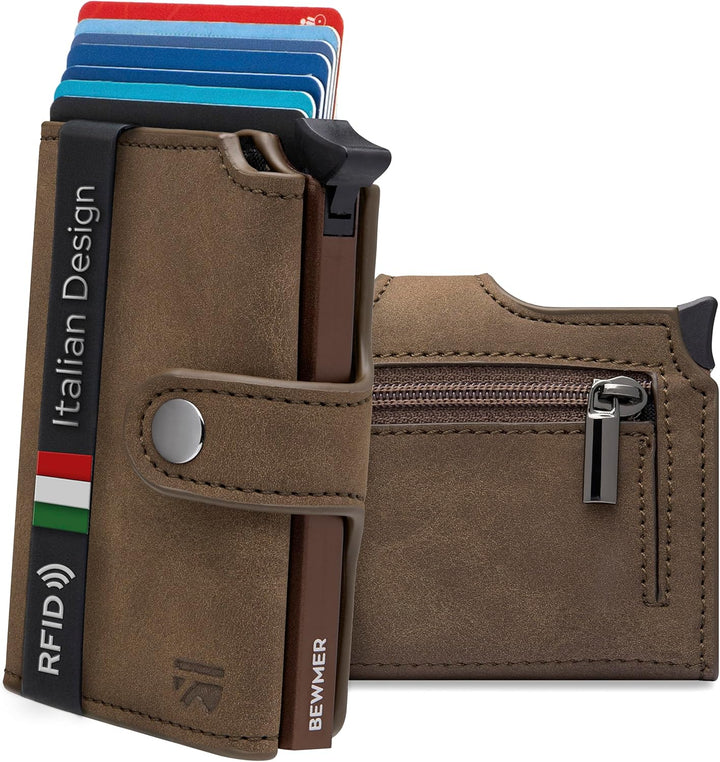 BEWMER 2 Shielded | Herren und Damen Slim Wallet mit RFID-Schutz Anti-Cloning | Kartenetui mit Münzf
