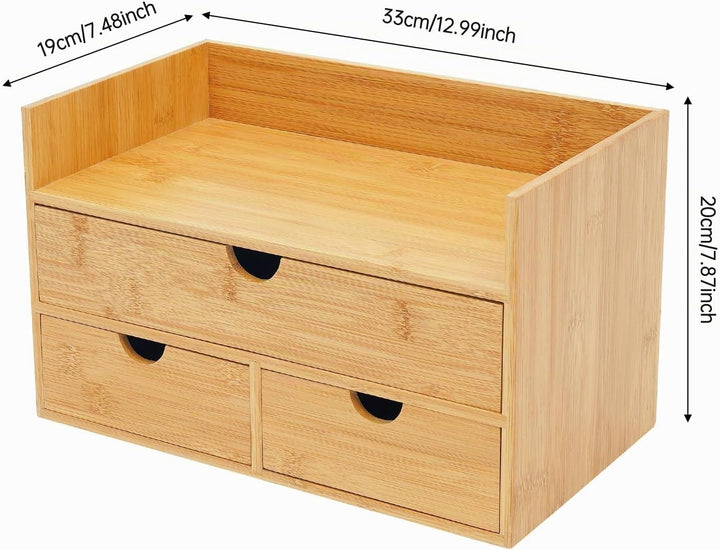 Bambus Schreibtisch Organizer mit 3 Schubladen Naturbambus Aufbewahrungsbox Schubladenbox mit Platzi