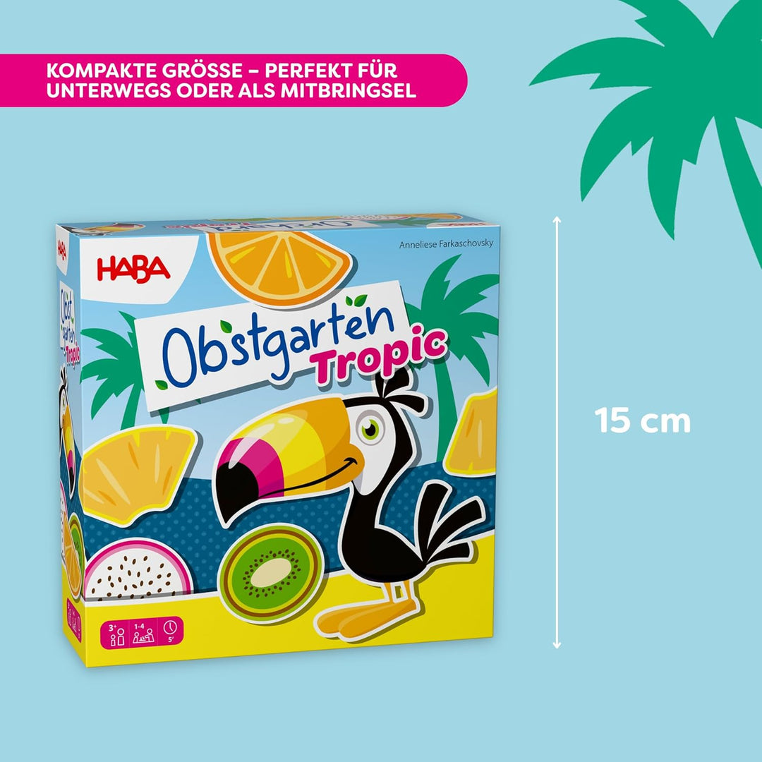 HABA Obstgarten Tropical – Tropisches Sammelspiel für Kinder ab 3 Jahren – Familienspiel rund um Frü