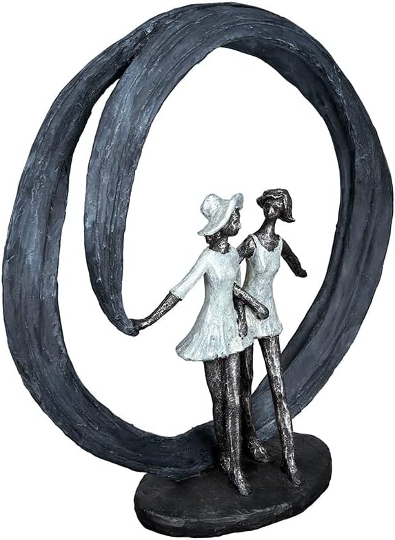 Casablanca modernes Design Gilde Deko Skulptur Figur - More Than Friends - Liebe - Poly grau, silber