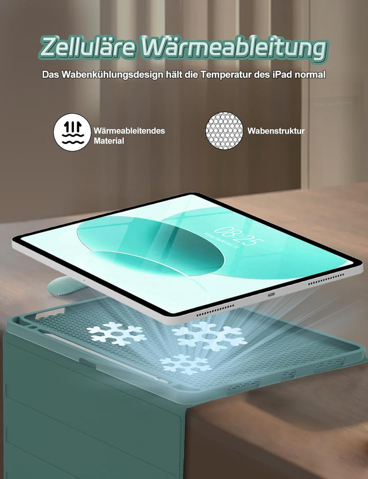 Tastatur Hülle für iPad 10 gen/A16 11 Gen - Soft TPU Rückseite Gehäuse Schutzhülle mit Pencil Halter