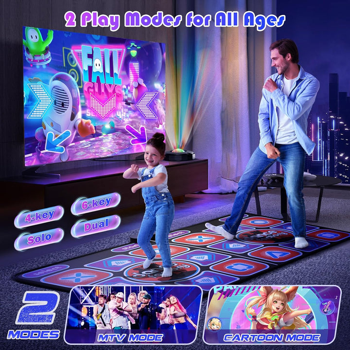 Tanzmatte für TV mit Kamera, Doppel-Tanzmatte für Kinder und Erwachsene, Dance Mat mit 4-Taste, 6-Ta