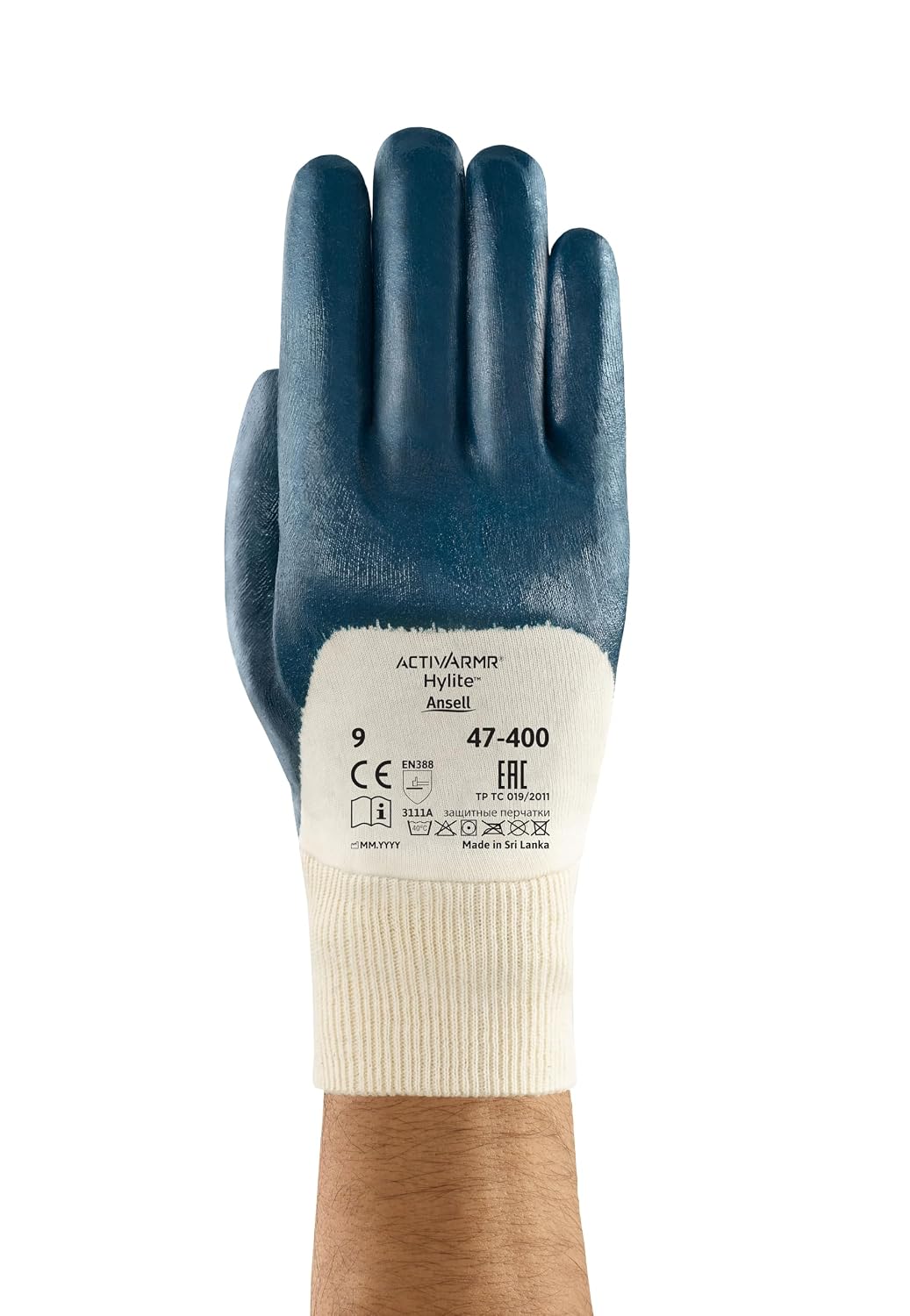 Ansell Hylite 47-400 Mehrzweckhandschuhe, Mechanikschutz, Blau, Grösse 7 (12 Paar) Strickbund 7 (S),