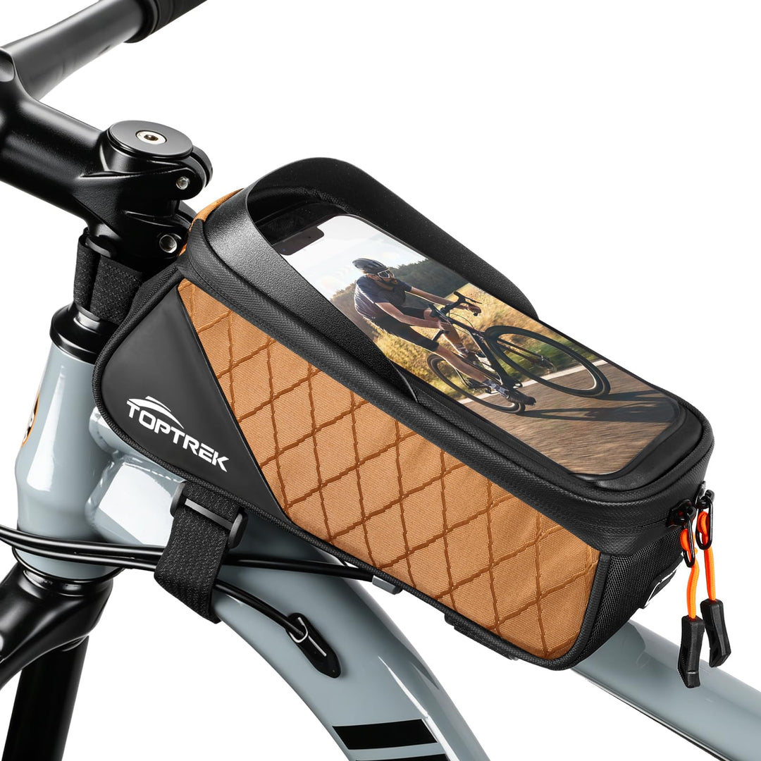 toptrek Fahrrad Rahmentasche Wasserdicht für Smartphone mit Touchscreen Ocker, Ocker