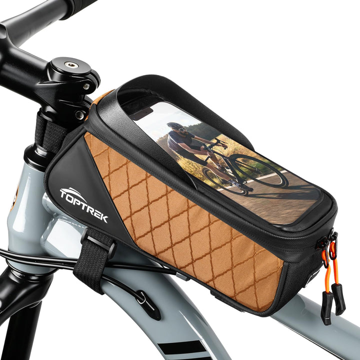 toptrek Fahrrad Rahmentasche Wasserdicht für Smartphone mit Touchscreen Ocker, Ocker