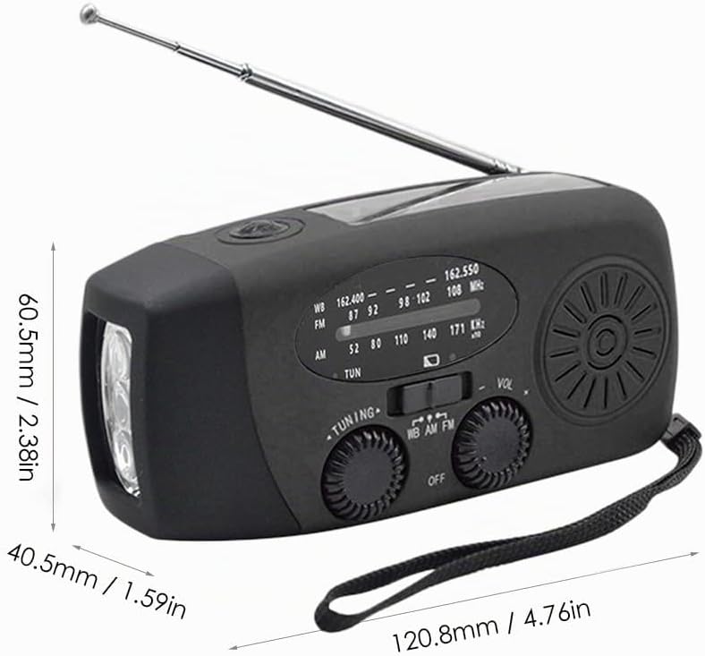 Notfall-Handkurbelradio mit LED-Taschenlampe für Notfälle, tragbares AM/FM-NOAA-Wetterradio, Dynamor