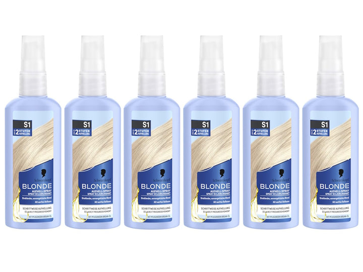 Schwarzkopf Blonde Aufheller S1 Stufe 3 (6x 125 ml), Aufhellspray zum Haare aufhellen um bis zu 2 St