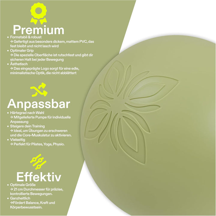 Moon™ Pilatesball – Rutschfester Core-Trainer Ø 21 cm aus Eco-Elite PVC, ABS-Zertifiziert, Pilates &
