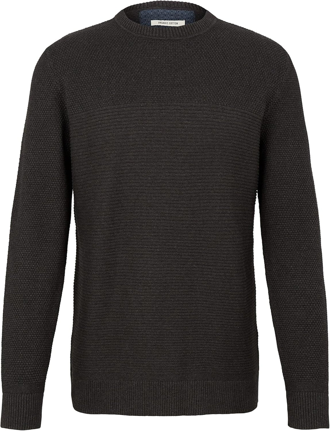 TOM TAILOR Herren Basic Strickpullover aus Bio-Baumwolle, 10617 - Black Grey Melange
