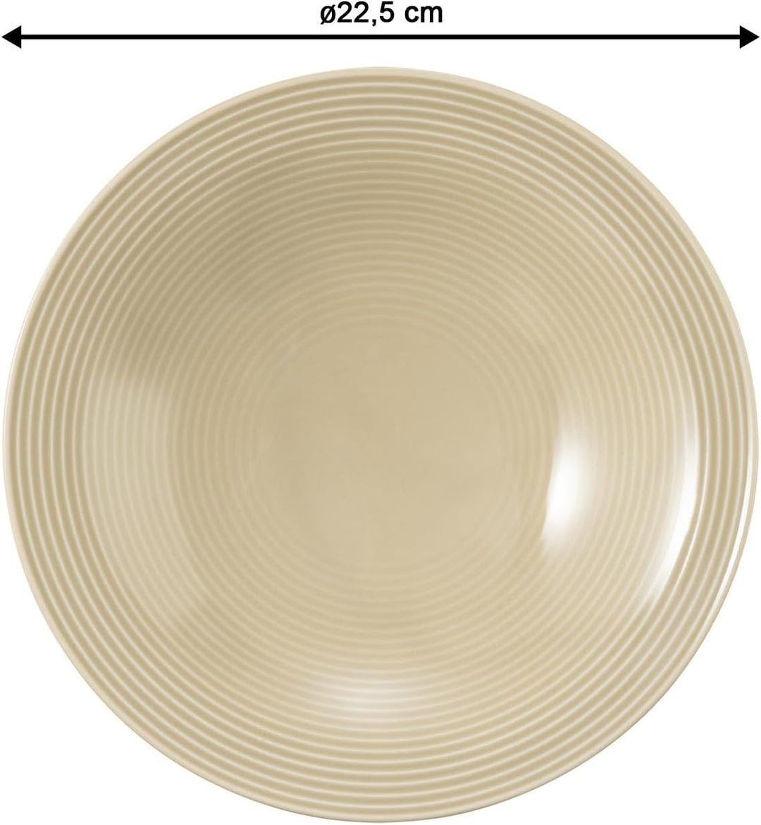 Seltmann Weiden Beat Color Glaze Suppenteller 6er Set, ø 22,5 cm, Tiefer runder Teller mit Rillenrel