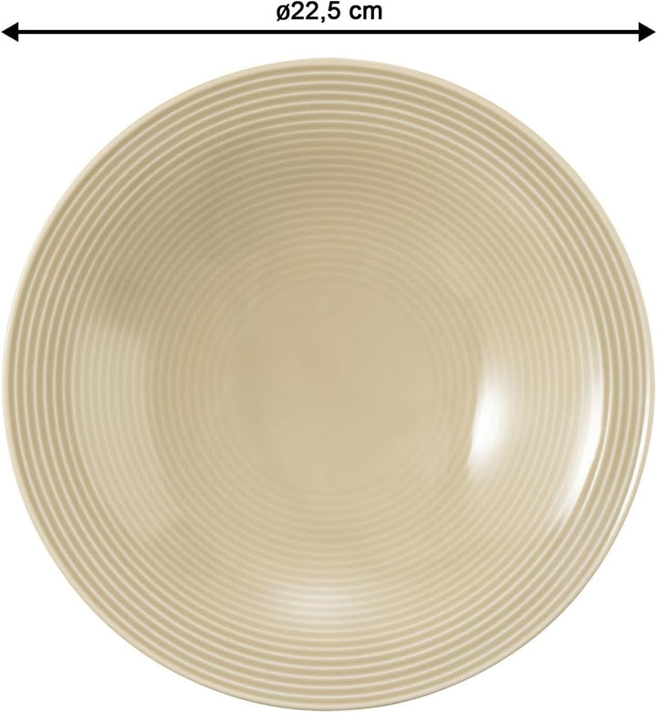 Seltmann Weiden Beat Color Glaze Suppenteller 6er Set, ø 22,5 cm, Tiefer runder Teller mit Rillenrel