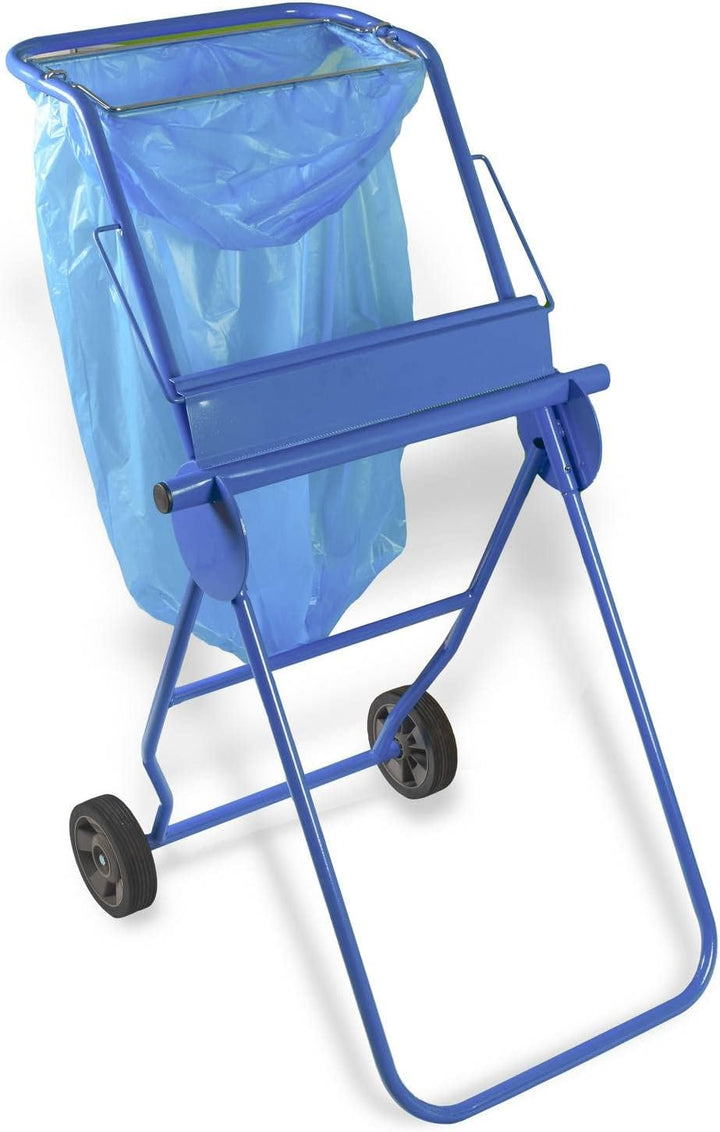 Bodenständer mit Müllsackhalterung für Putztuchrollen | für Industrierolle bis 40 cm Breite | Fahrba