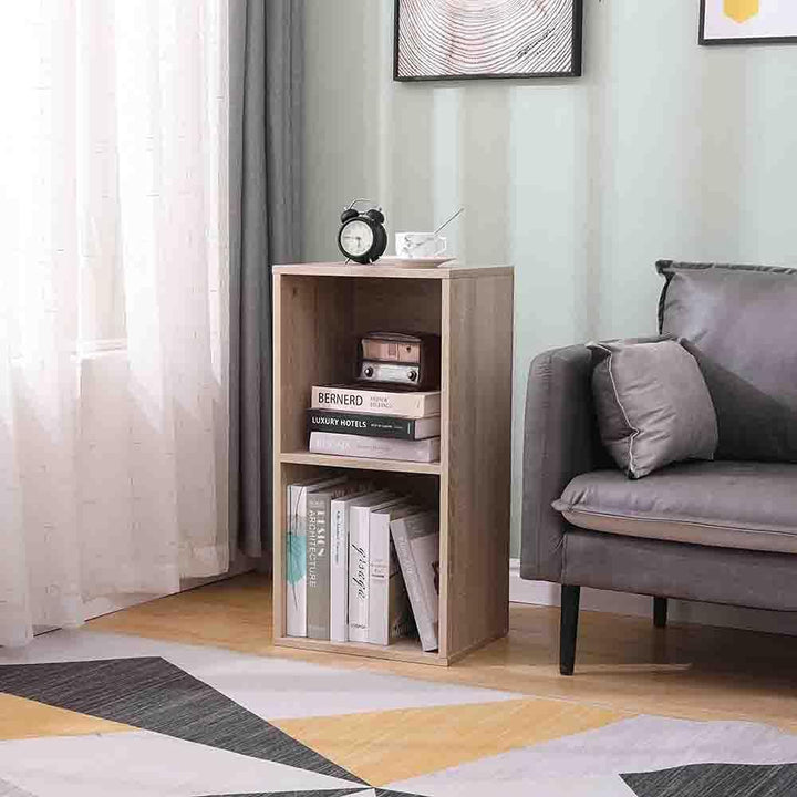 Etnicart - Doppelwürfel Aufbewahrungsbox Bücherregal Eiche 35x30x70cm MDF Holz Regal Design Büro Ein