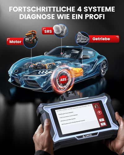 ANCEL DS100 OBD2 Diagnosegerät Auto, 4 System-Codeleser Motor/ABS/SRS/Getriebe für alle Fahrzeuge, 7