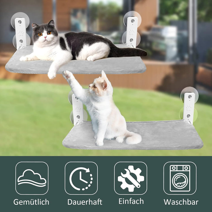 GUUSII HOME Fensterliege für Katzen Hängematte Fensterplätze Katzenbett Fenster Faltbare Katzenhänge
