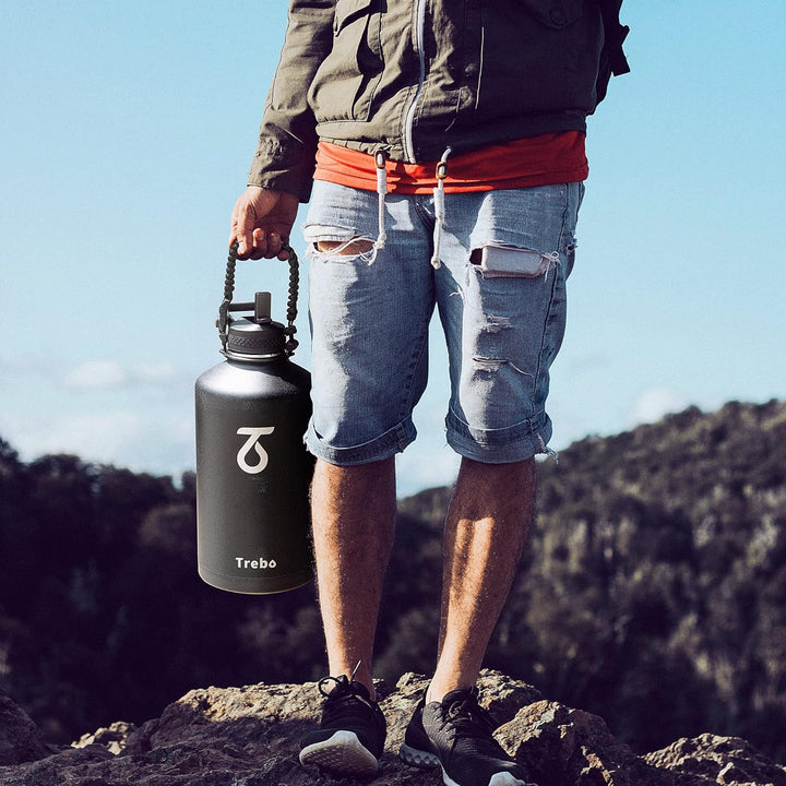 Trebo 3,6 l Wasserflasche isoliert mit ParacordGriff, 2,5 Liter lebensmittelechter, doppelwandiger V