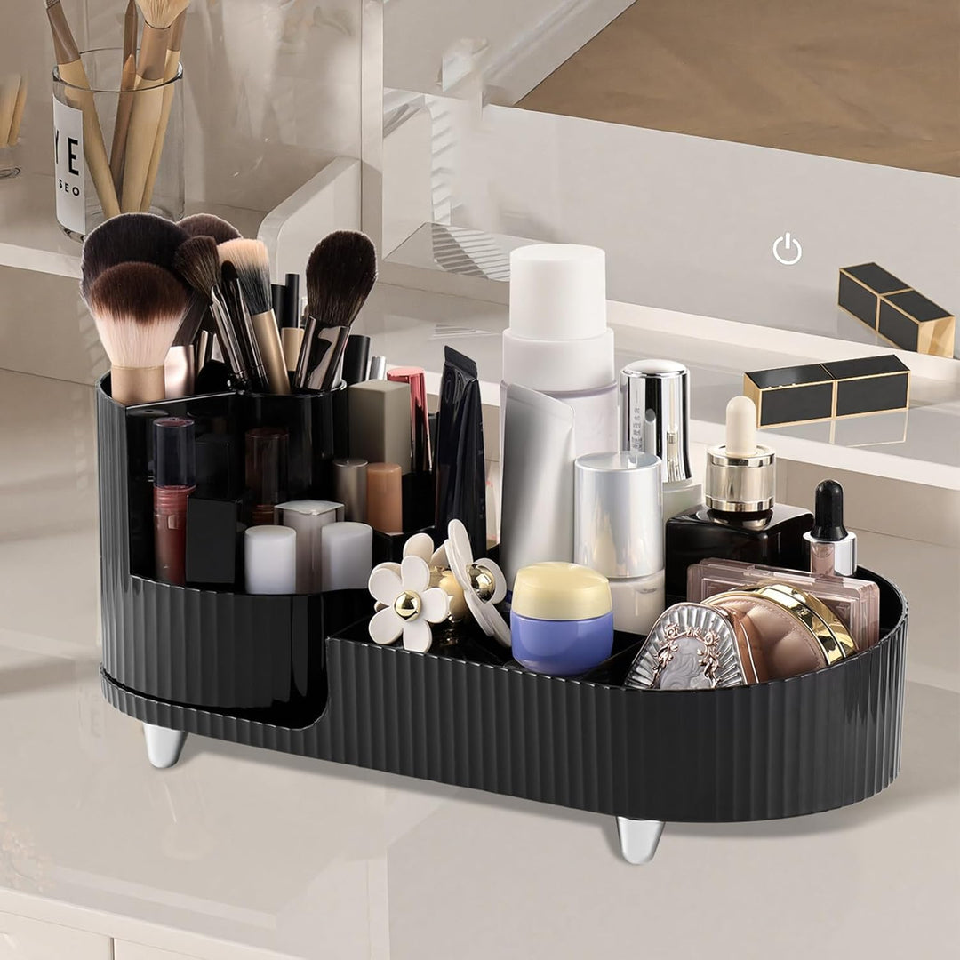Make Up Kosmetik Organizer, Skincare Organizer Schminktisch 360° Drehbar und Fach 2-in-1, Makeup Org