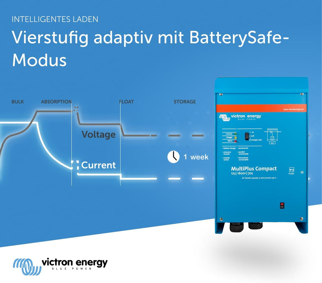 Victron Energy MultiPlus 1600VA 12-Volt 230V Reiner Sinus Wechselrichter 70 Amp Batterie Ladegerät,