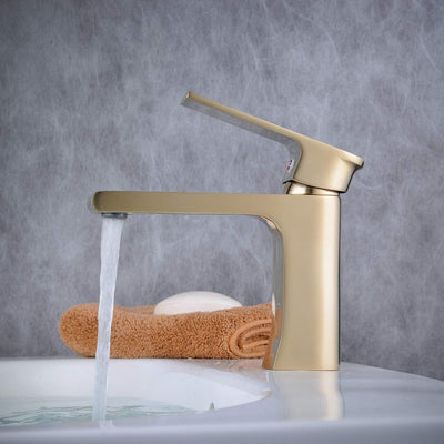 Kommerzielle Toilette Einhand-Waschtischarmatur, Einloch-Badarmatur in zeitgenössischem Design, Gold