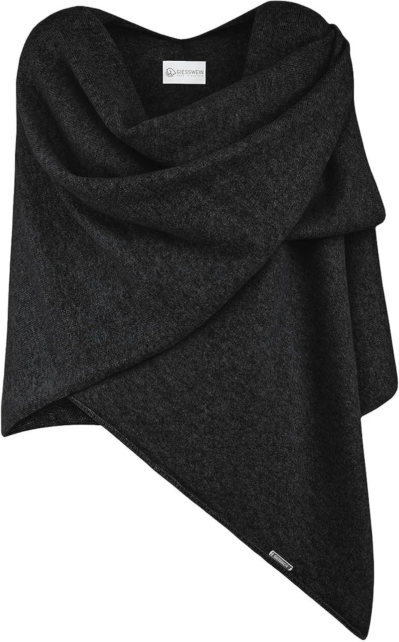 GIESSWEIN Merino Lambswool Cape - Eleganter Feinstrick Überwurf aus Lammwolle, Merinowolle Cape für