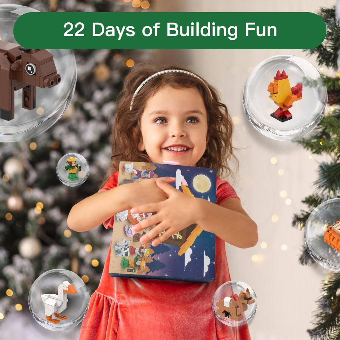 Weihnachtskrippen-Adventskalender 2025, Bausteine, Jesus, Weihnachten, Adventsszene, Geschenke, Einz