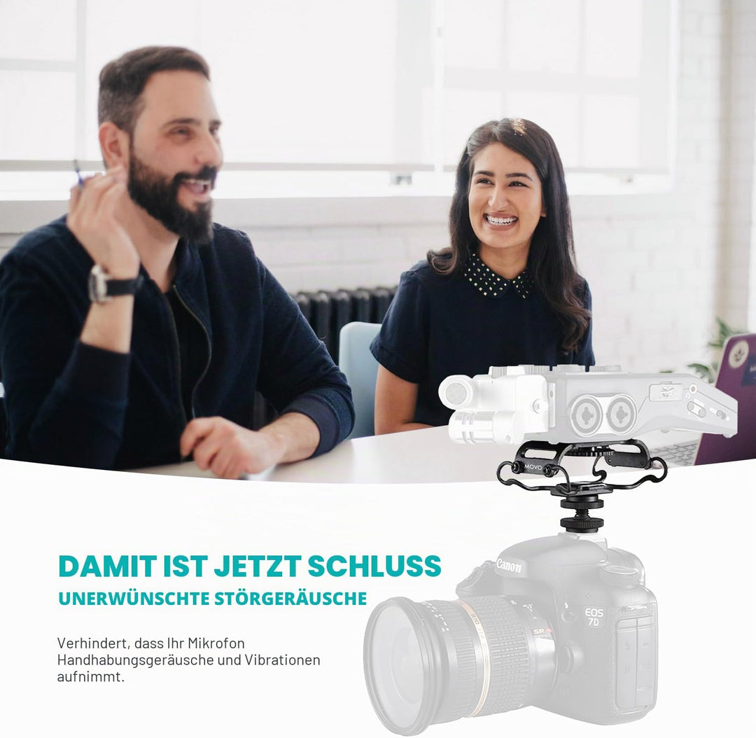 Movo SMM5-B Universal-Mikrofon und tragbare Recorder-Stossdämpferhalterung – passend für Zoom H1n, H