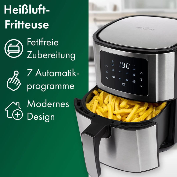 ProfiCook® Heissluftfriteuse PC FR 1239 H - Friteuse Heissluft 5,5L XXL Kapazität, Öl- und fettfreie