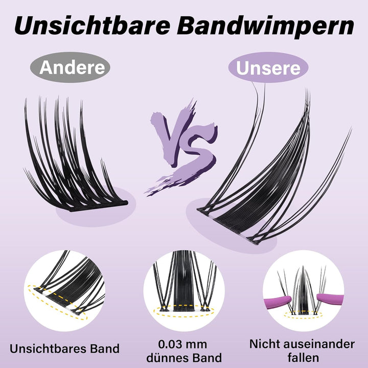 B&Q Lashes Extension Set 144PCS Unsichtbares Band Manga Lash Extension Set 8-16MIX Unsichtbare Wimpe
