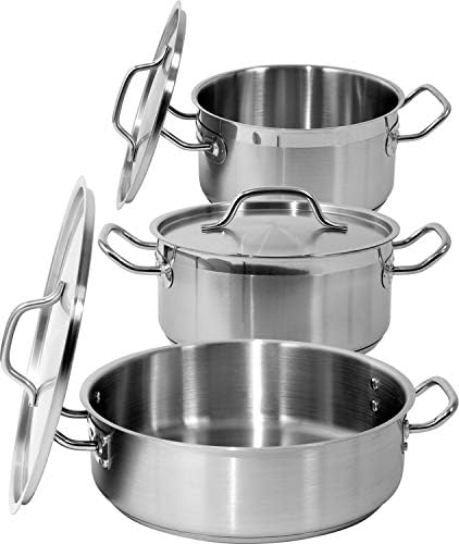 Yato YG-00040 Low Stockpot mit Deckel SS, 20 x 10,5 cm, 3,3 l