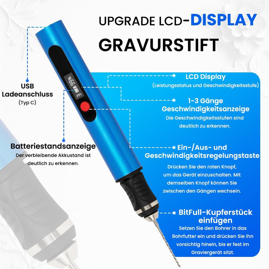 Elektrischer Gravierstift mit 35 Bits,Upgraded Electric Engraving pen Tragbarer Gravierer mit Digita