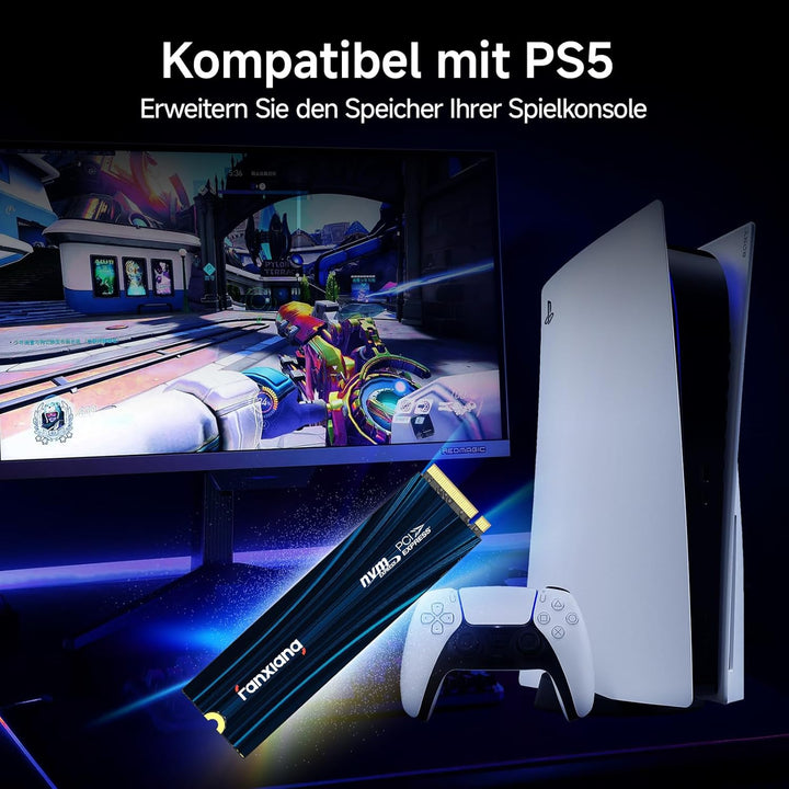 fanxiang NVMe SSD 1TB, M.2 PCIe Gen4x4 Gaming Solid State Laufwerk, 7100MB/s Lesen, 6100 MB/s Schrei