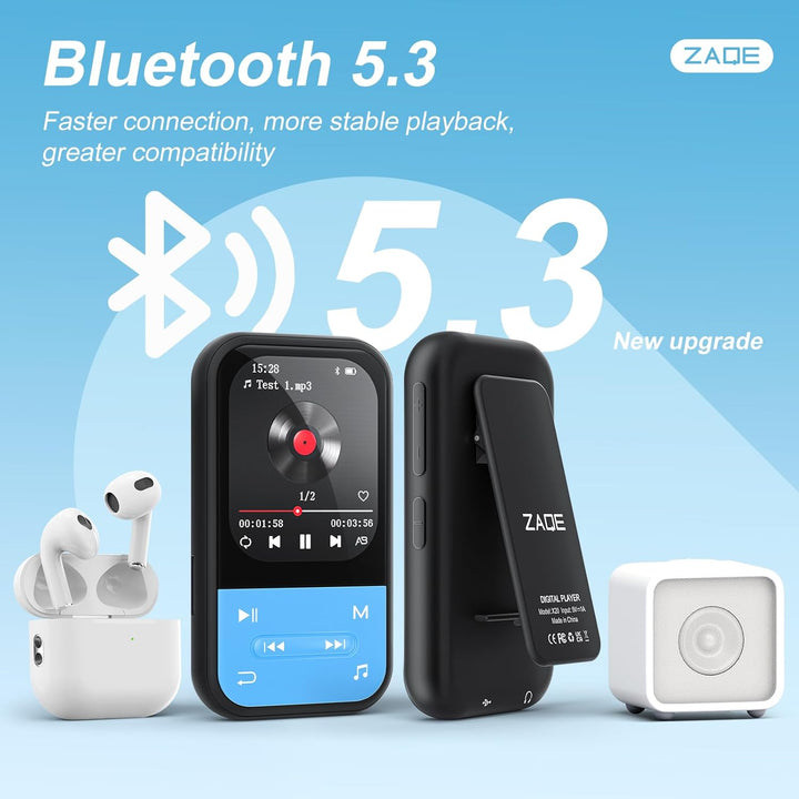 128GB MP3 Player - Clip MP3 Player mit Bluetooth 5.3, tragbarer Musikplayer mit FM-Radio, Sprachaufn