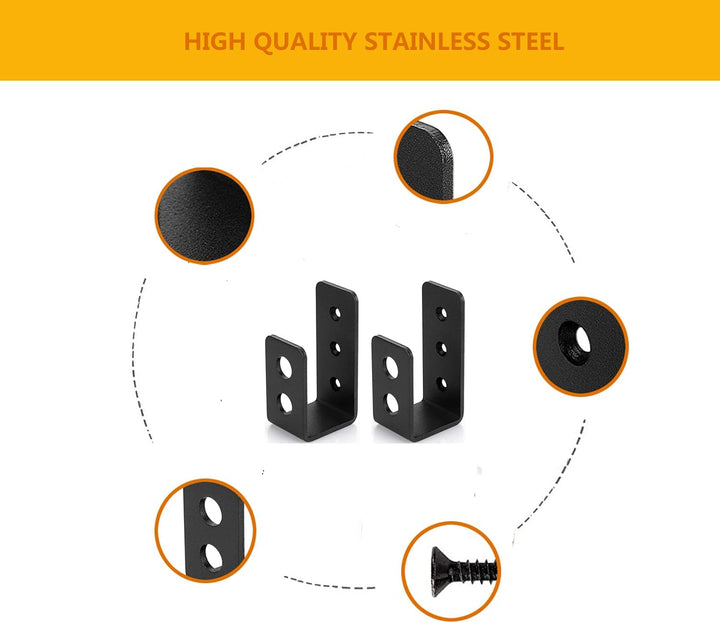 VANROUG 2 x 4 Tür-Barricade-Klammern, 2 Stück, robuste Stahlstange, Sicherheits-Türschloss, Halterun