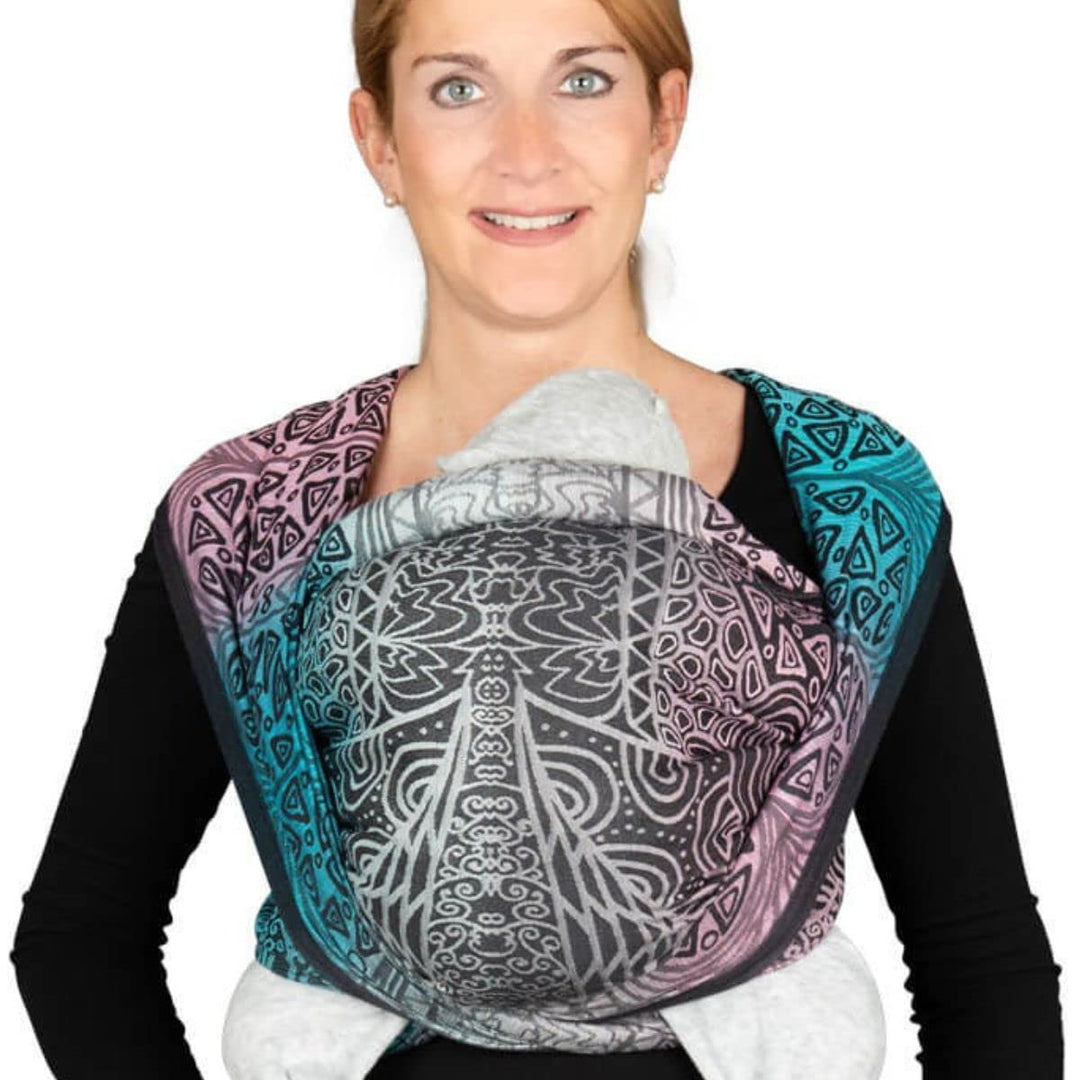 Hoppediz Baby-Tragetuch ab Geburt, Neugeboren bis Kleinkind, 100% kbA-Baumwolle (Bio), Jaipur black