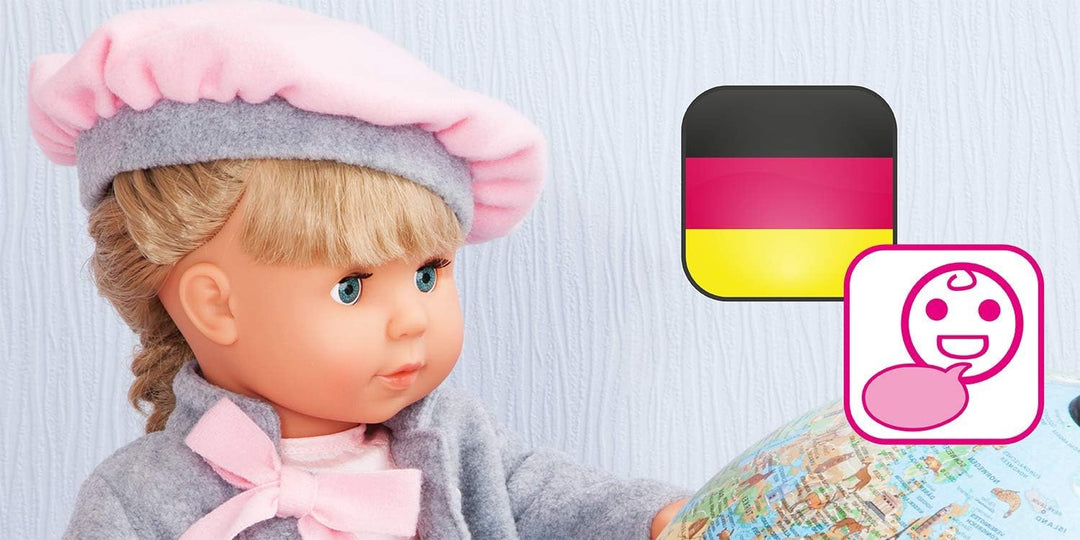 Bayer Design 94635AX Funktionspuppe Charlene mit Haaren und Schlafaugen, spricht und singt 90 Sätze,