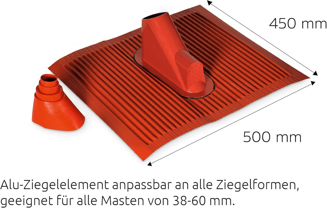 TechniSat Alu Dachziegel Set (mit Gummitülle zur wasserdichten Mast- und Kabeldurchführung 450 x 500