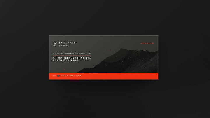In Flames Kohle 20 kg - mit extra Langer Brenndauer - Hochwertige 27er Kokosnuss Briketts - einzeln